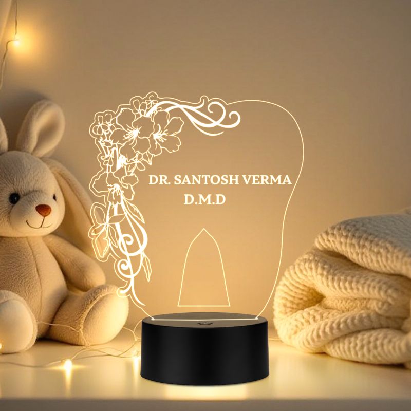 Personalized Dentist 3D Illusion LED Lamp  Gift for Dentists, Orthodontists & Dental Assistants   Creative Dental Clinic & Office Decor   Warm White Light & USB Powered